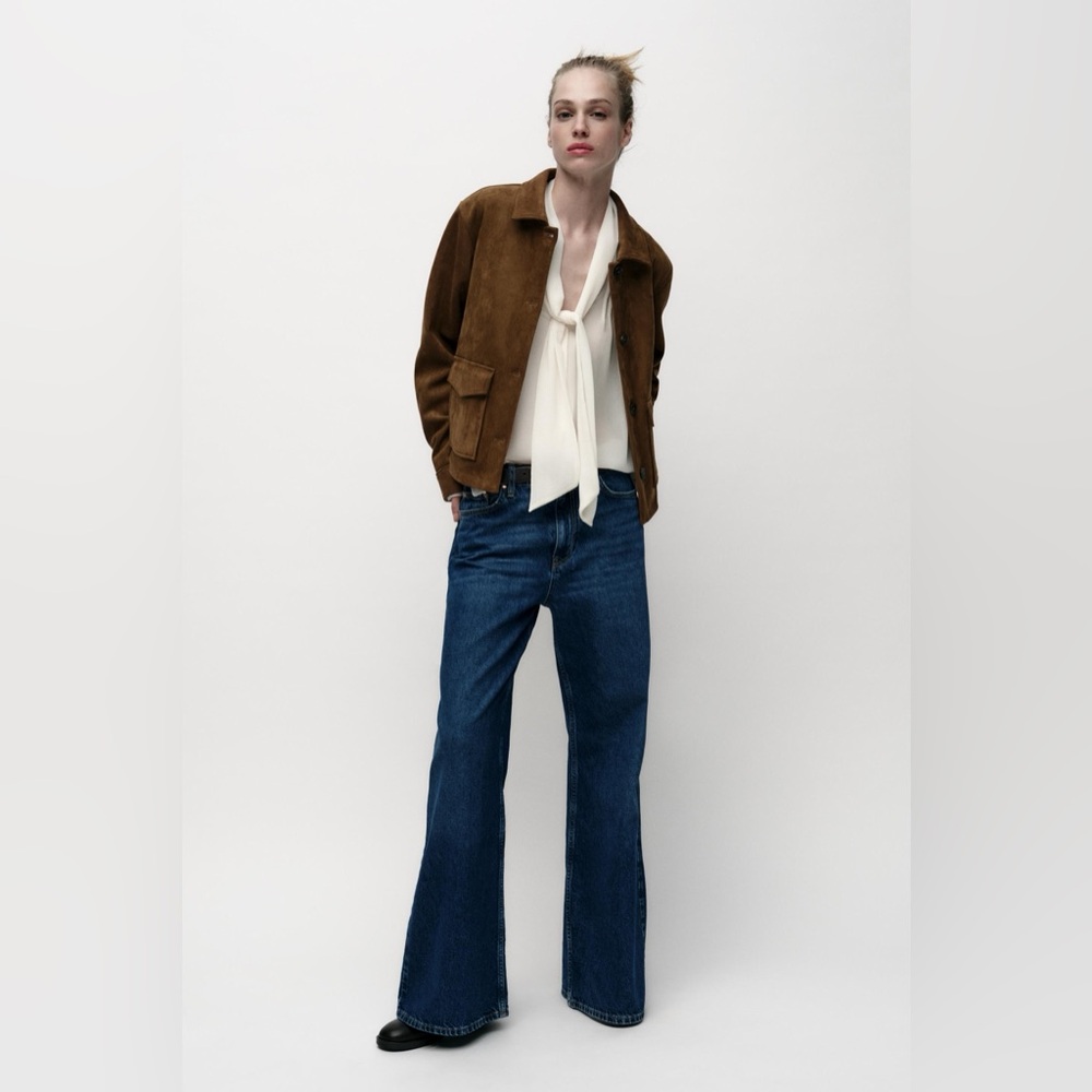 Zara Women’s Faux Suede Jacket - Tobacco Brown - Sz S - NWT